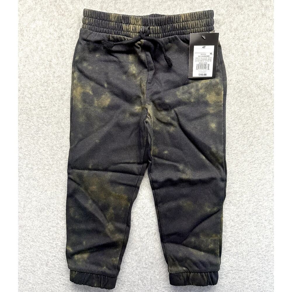 Art Class Boy Sweatpants Drawstring Size 4T Tie Dye Black & Green NWT